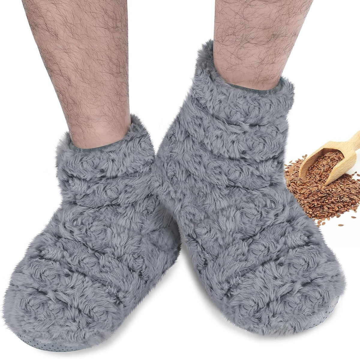REVIX Microwavable Foot Warmers, Heated Booties for Cold Feet, Purple L