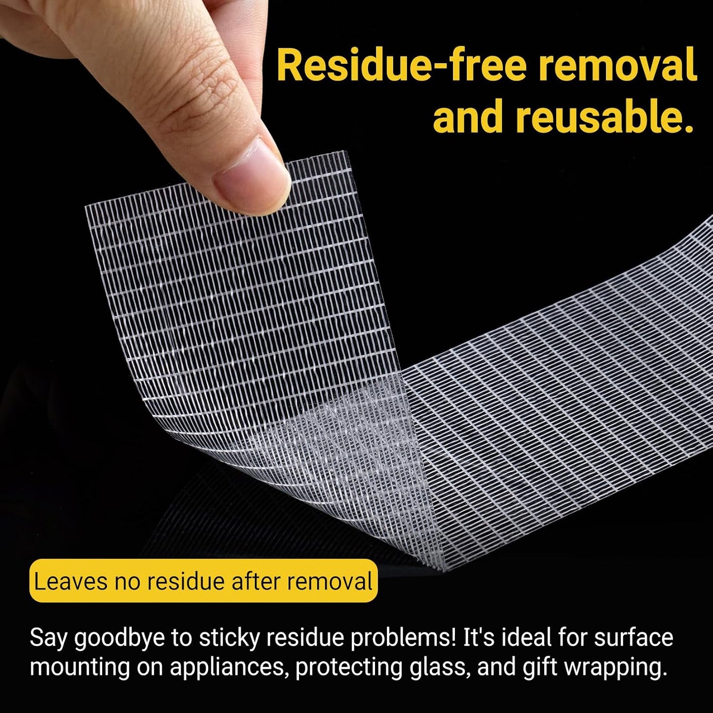 Strapping Tape, Filament Fiberglass Reinforced Packing Tape | Heavy Duty Transparent Self-Adhesive Reinforced Mesh for Widely Applicable (2cm x 65.5Ft)