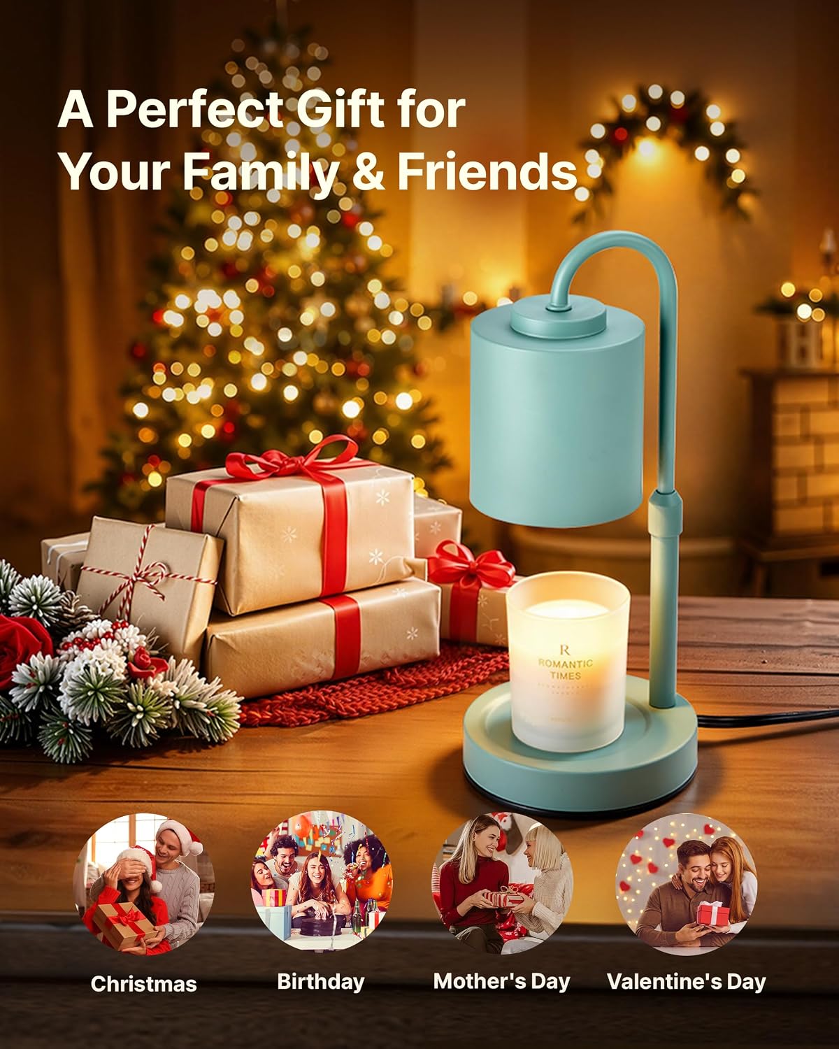 CASTLELIFE Dimmable Candle Warmer Lamp with Timer, Height Adjustable Candle Warmer for Jar Candles, Electric Wax Melt Warmer for Home Decor House Warming Gifts, Birthday Gifts for Women, Black Clear
