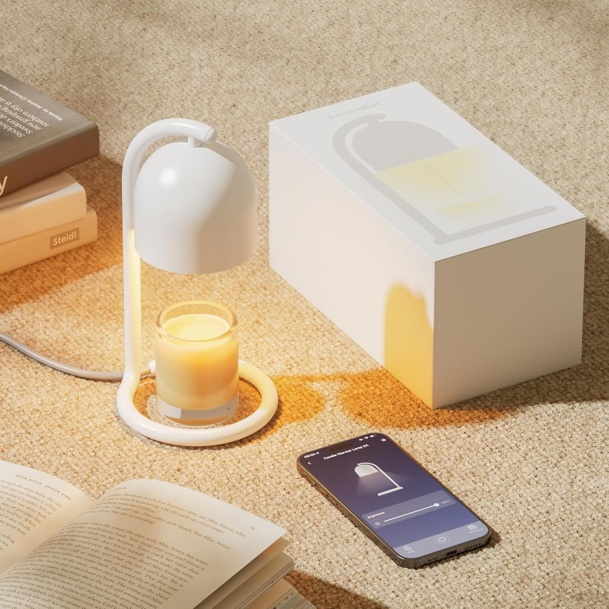 SwitchBot Smart Candle Warmer Lamp App & Voice Control, Flameless Wax Melter with Timer, Bulb x2, for Jar Candles, 1%-100% Dimmable, Matter for Apple Home & Alexa, Women Birthday Housewarming Gift