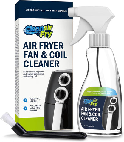 Air Fryer Cleaner and Degreaser. 6 Powder Sachets with Brush. Cuts Grease, Burnt Food and Odors. For Basket, Drawer, Grill and Crisper Plate. Nonstick Safe
