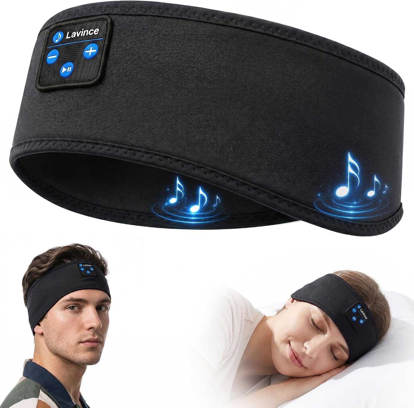 Sleep Headphones Headband, Bluetooth 5.4 Sleeping Headphones for Side Sleepers, Wireless Headband Headphones with Ultra-Thin Stereo Speakers for Sports, Workout, Travel, Meditation