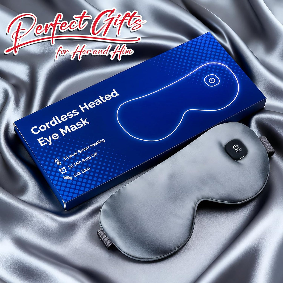 Cordless Heated Eye Mask for Dry Eyes, Rechargeable Heat Sleep Mask, Grey