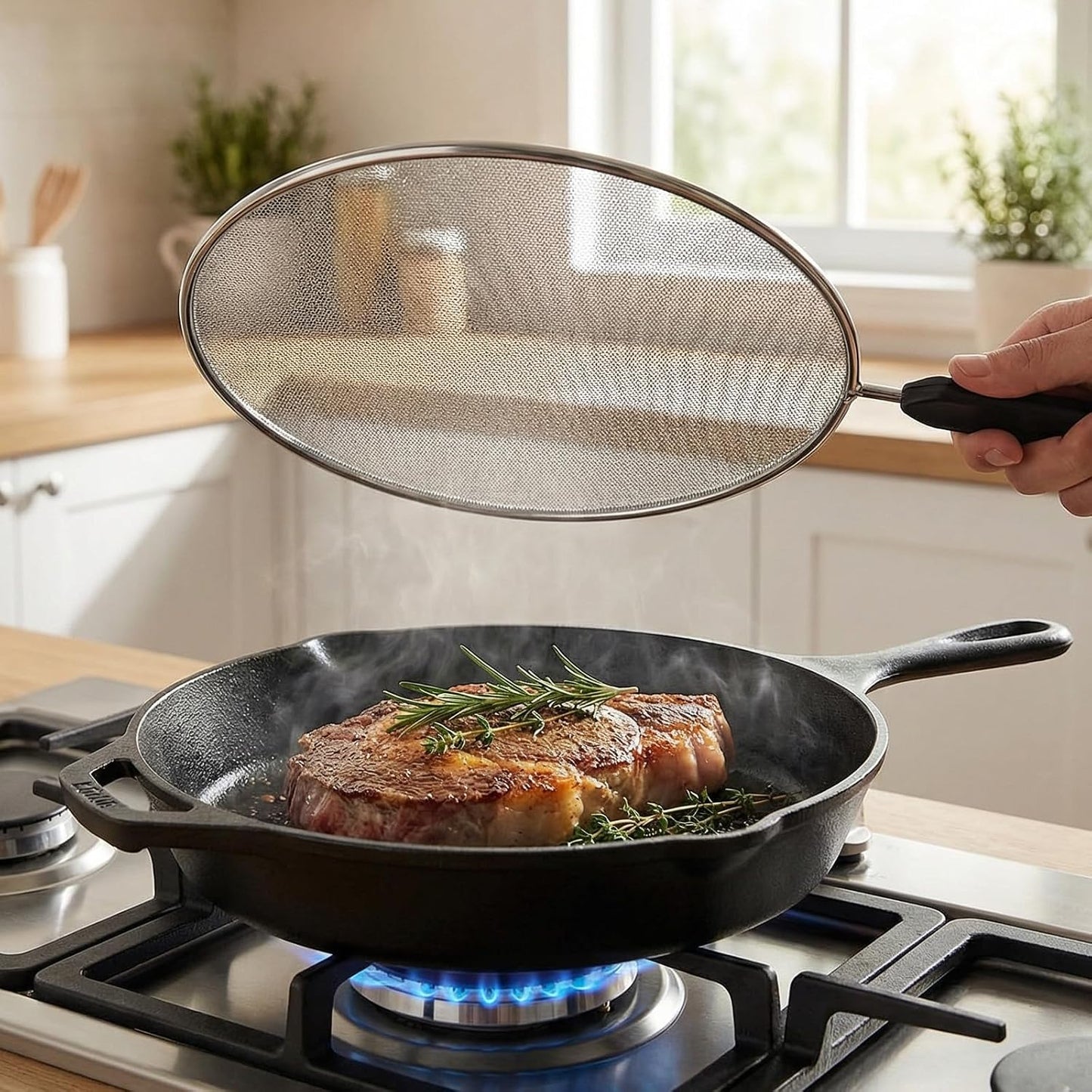 3-Pack Splatter Screen for Frying Pan - 8'' 10'' 11''Stainless Steel Grease Splatter Guard - Cover Oil Splash when Sizzling Bacon - Fine Mesh Cover, Splatter Screen for Frying Pan, Cooking Pots