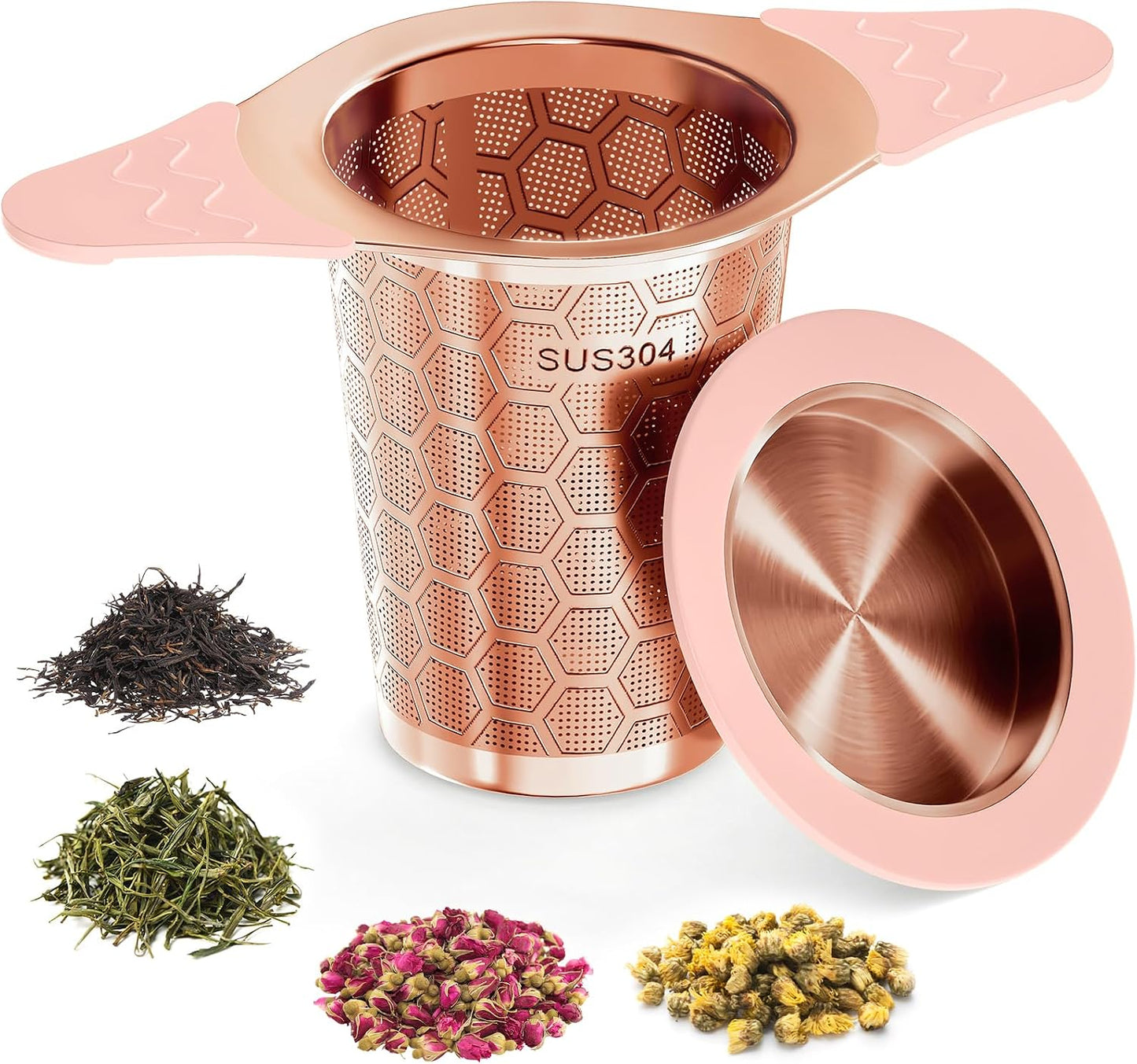 Tea Infuser for Loose Leaf Tea,Stainless Steel Tea Infuser with Heat Proof Silicone Handles,Extra Fine Mesh Tea Strainers Filter Fine Tea Leaves Effectively,Fits TeaPots/Mugs