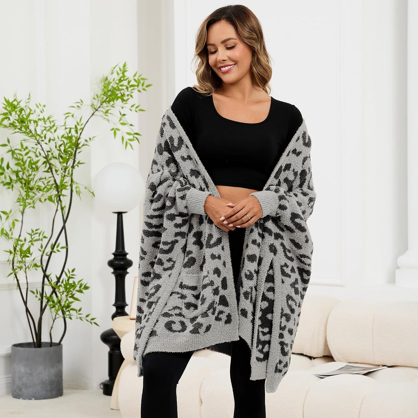 Wearable Blanket Sherpa Poncho Unique Office Work Warm Cozy Shawl TV Throw Blankets, Plush Cape Wrap for Adults