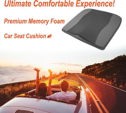 Lofty Aim Car Seat Cushion, Memory Foam Car Seat Cushions for Long Driving | Comfy Car Seat Pillow for Pain Relief, Driver Seat Cushion Adds Height, Butt Cushion for Car, Truck, Office Chair, Black