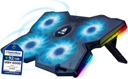 KLIM Wind Laptop Cooling Pad - More Than 500 000 Units Sold - New Version - The Most Powerful Rapid Action Cooling Fan - Laptop Stand with 4 Cooling Fans at 1200 RPM - USB Fan - PS5 PS4 - RGB