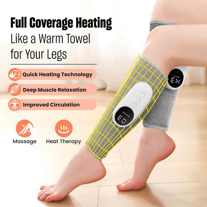 Leg Massager with Heat and Compression, Calf Massager for Circulation and Pain with 3 Intensities, 3 Modes, Restless Legs Syndrome Relief Compress Leg Machine, Gifts for Women (Pair) (Light Gray)