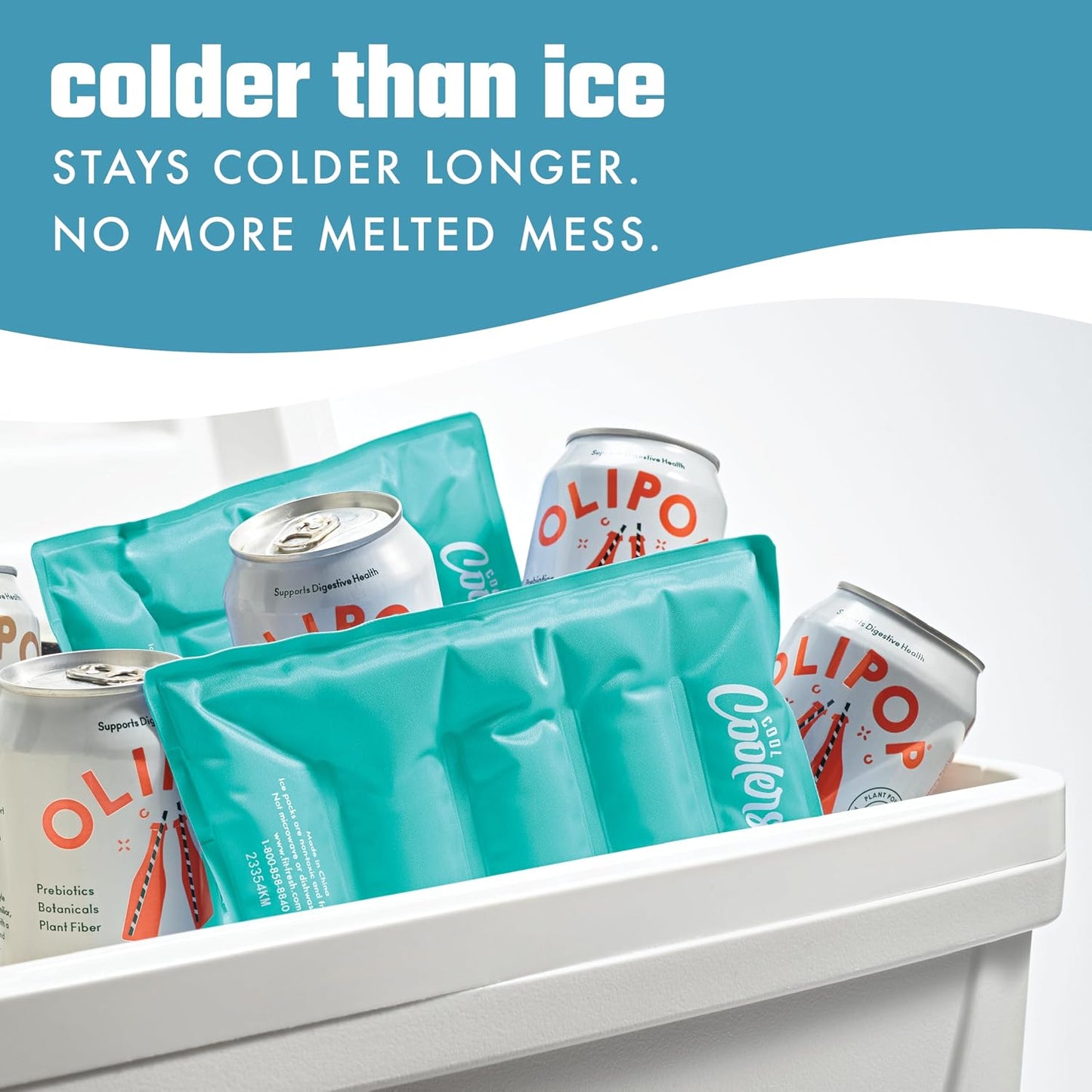 Cool Coolers by Fit & Fresh 2 Pack XL Soft Ice Packs for Cooler, Flexible Stretch Nylon, Lunch Box Ice Packs, Large Reusable Freezer Packs, Cornflower Blue