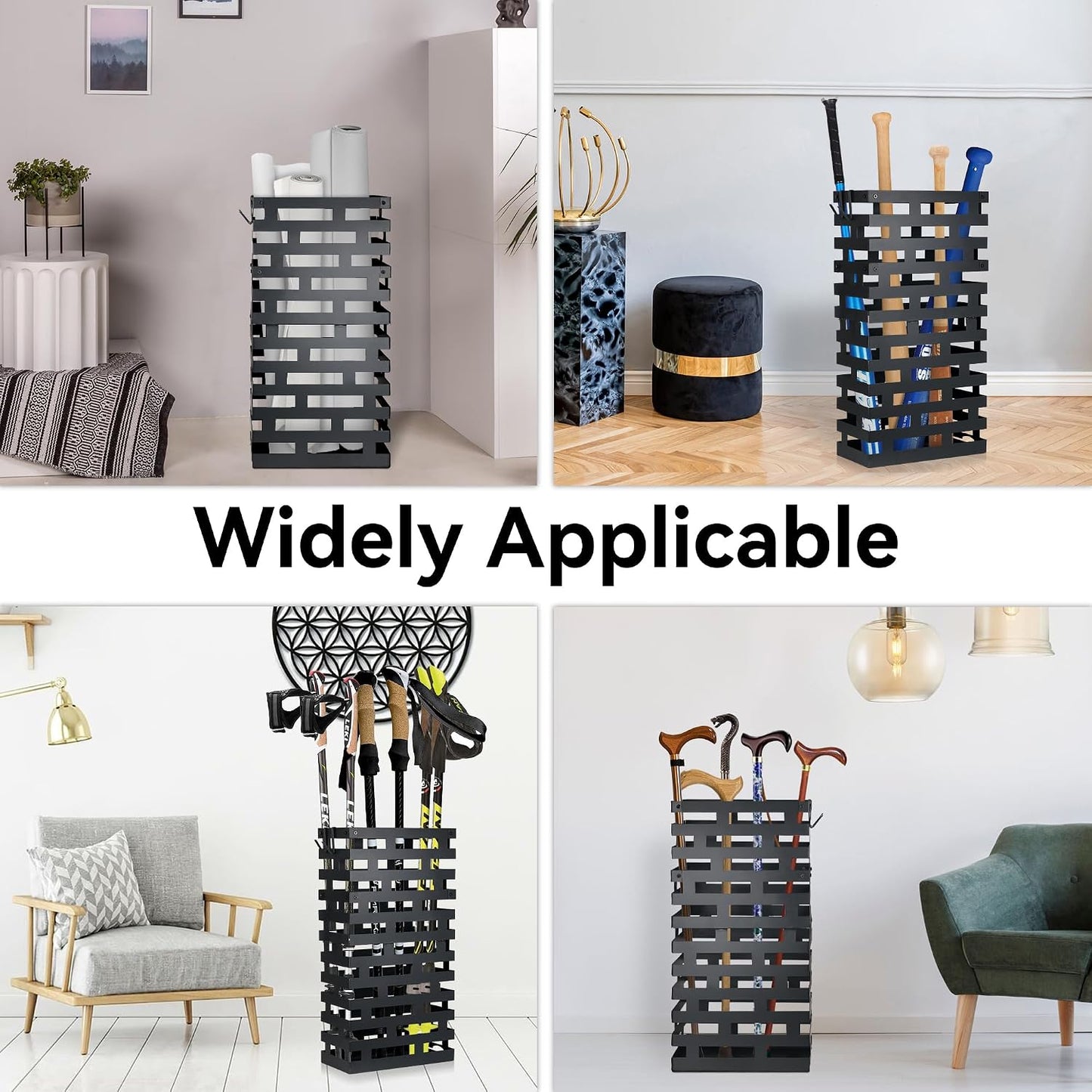 Invech 23 Inch Umbrella Holder for Indoor Entryway, Large Metal Umbrella Stand with Removable Water Tray and Hooks, Umbrella Rack Storage for Home, Office, Hotel