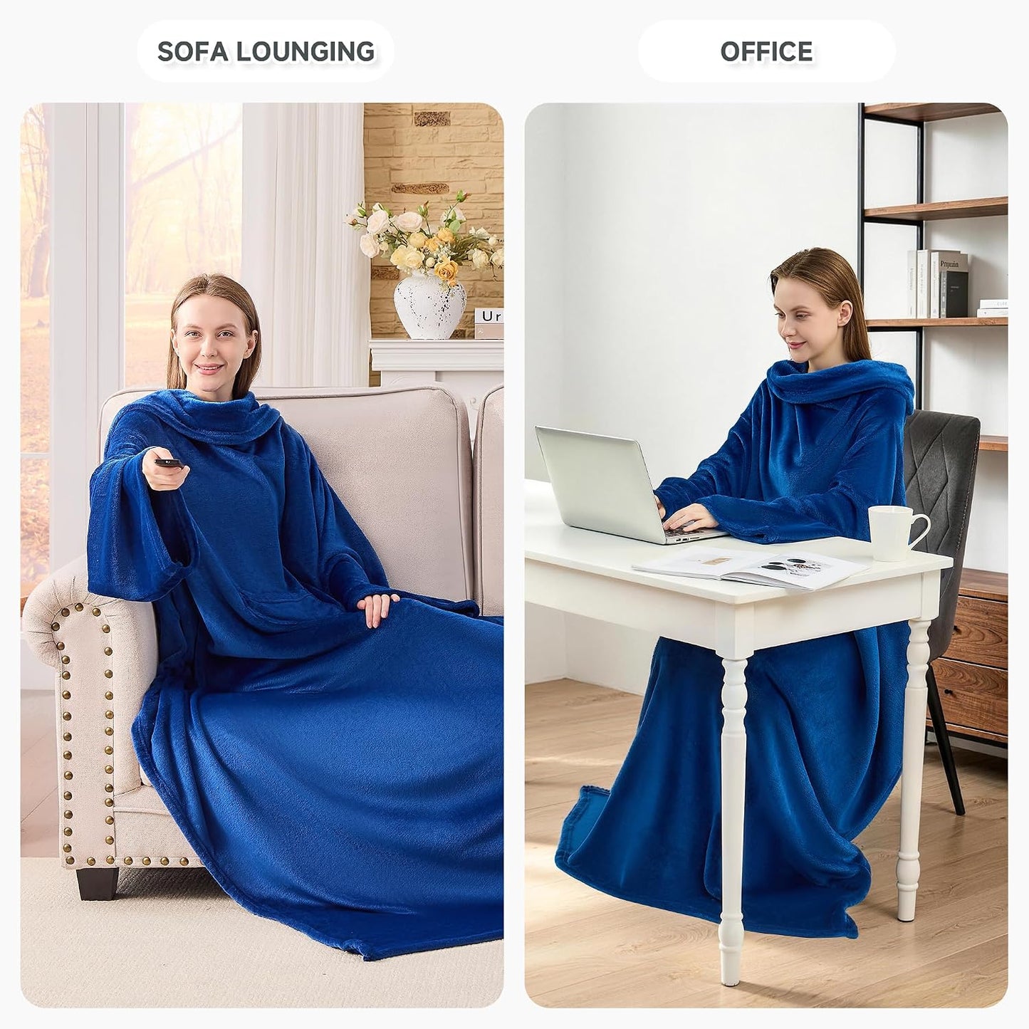 IFNOW Fleece Wearable Blanket with Sleeves, Oversized Snuggle Robe