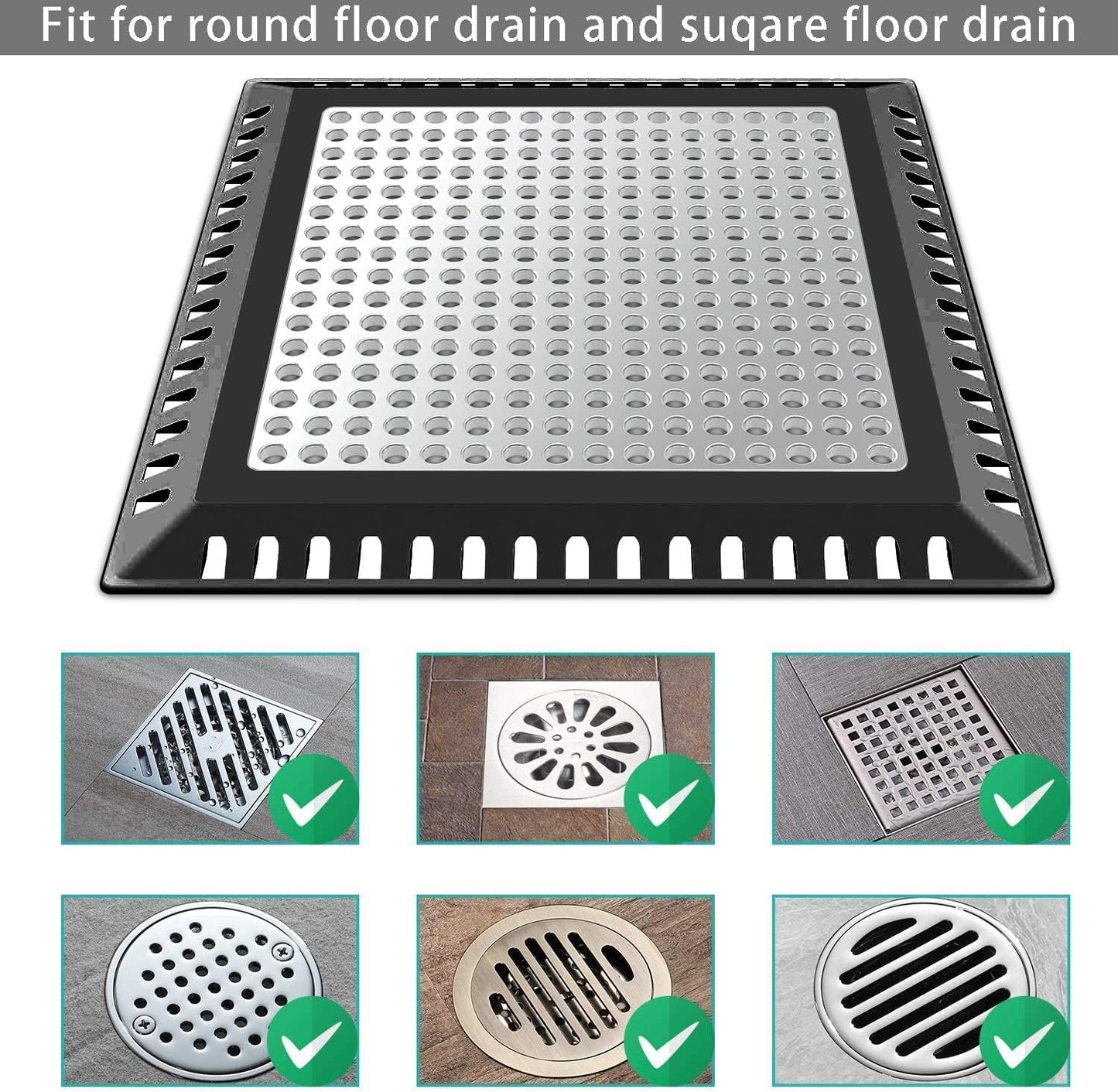 Aojuxix Shower Drain Hair Catcher/Drain Strainer/Shower Drain Cover | Stainless Steel and Silicone Hair Trap for Bathroom Floor Drain (Patented Product)