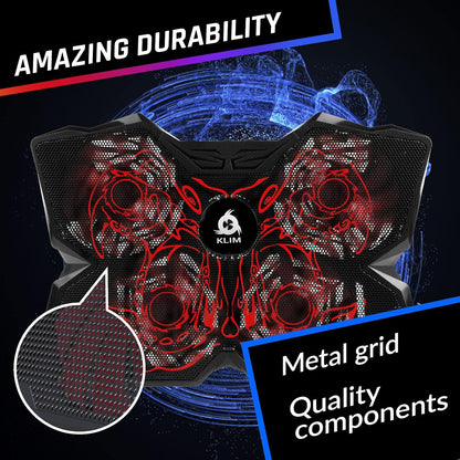 KLIM Wind Laptop Cooling Pad - More Than 500 000 Units Sold - New Version - The Most Powerful Rapid Action Cooling Fan - Laptop Stand with 4 Cooling Fans at 1200 RPM - USB Fan - PS5 PS4 - RGB