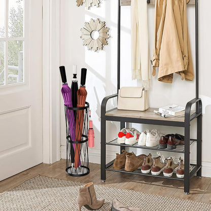 Invech 23 Inch Umbrella Holder for Indoor Entryway, Large Metal Umbrella Stand with Removable Water Tray and Hooks, Umbrella Rack Storage for Home, Office, Hotel