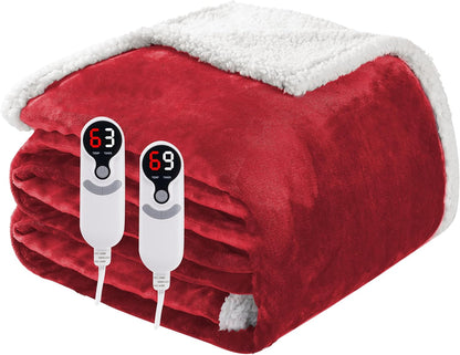 Soypipo Electric Heated Throw Blanket 50"x60", Faux Fur Plush with 4 Heat Settings & 2/4/8/10H Auto Shut-Off, Overheat Protection, Machine Washable, for Office & Chair, Dark Grey