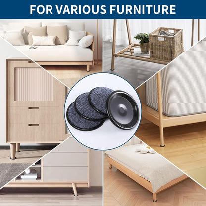 Ezprotekt 1.63" Round Carpet Bottom Furniture Caster Cups, 16 Pcs Reusable Furniture Coasters, Felt Furniture Sliders Pads to Protect Hardwood, Tile or Carpetd Floors from Scratches (Dark Brown)