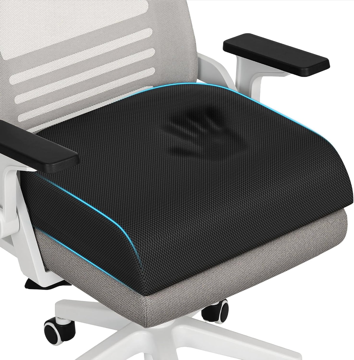 TranquilRelax Memory Foam Seat Cushion for Office Chair, 3-Inch, Black