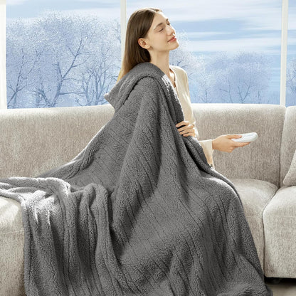 Heated Throw Blanket 50"X60", Soft Sherpa, 4 hrs Auto Shut Off