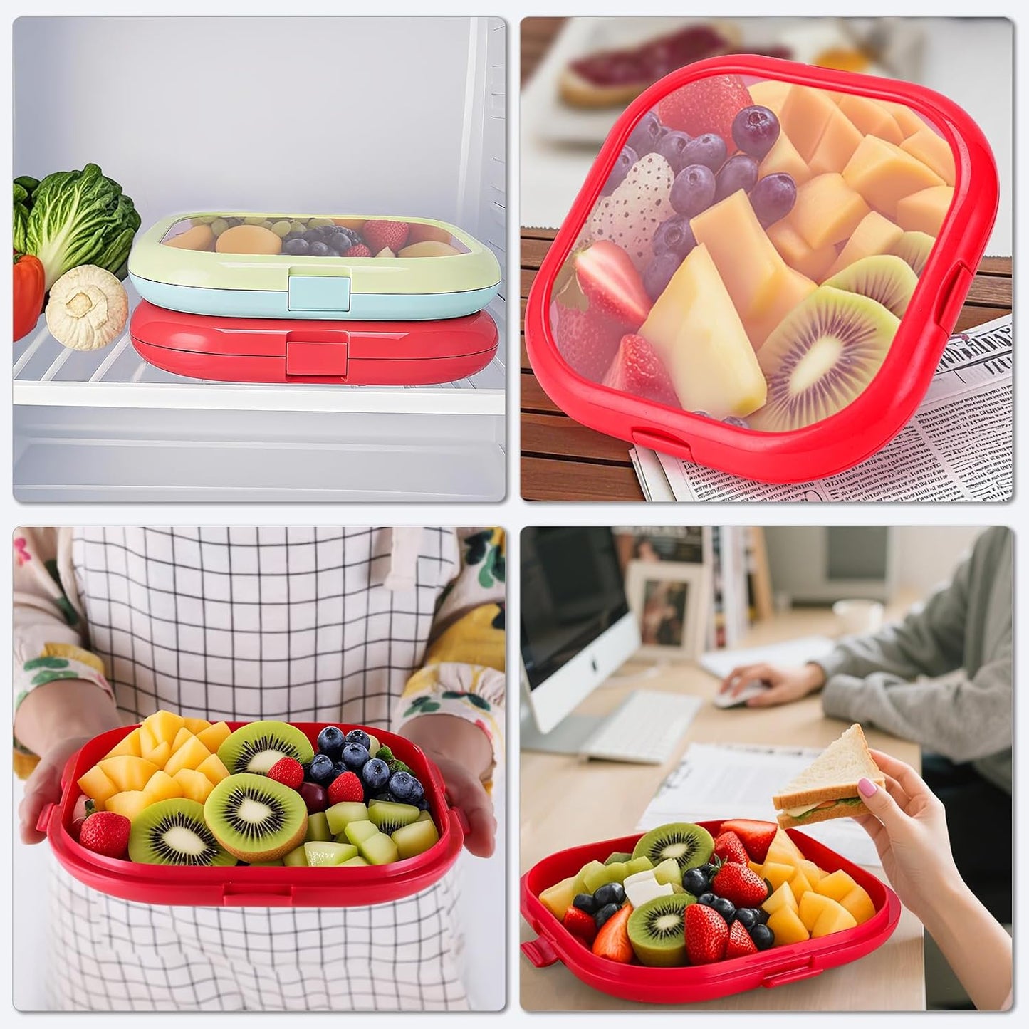 Winb Lunch Saver & Avocado Saver & Onion Storage, 8 inch Reusable Fruit, Veggie and Food Savers - Ideal for Avocados, Tomatoes, Sandwich, Garlic, Onions, and More (Macaron color)