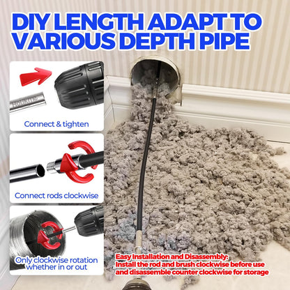 Holikme Dryer Vent Cleaner Kit - 15Ft Flexible Lint Brush for Deep Cleaning | Dryer Vent Cleaner Brush with Drill Attachment, Removes Years of Lint Buildup, Improves Airflow, Faster Drying & Fire Safety
