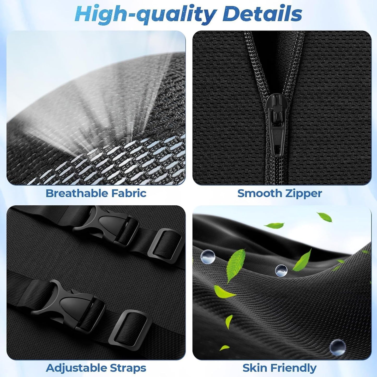 Lumbar Support Pillow, Ergonomic Back Cushion for Office Chair, Black/Large | Memory Foam Back Pillow with Adjustable Strap for Long-Hour Sitting , Gaming Chair, Back Support for Pain Relief