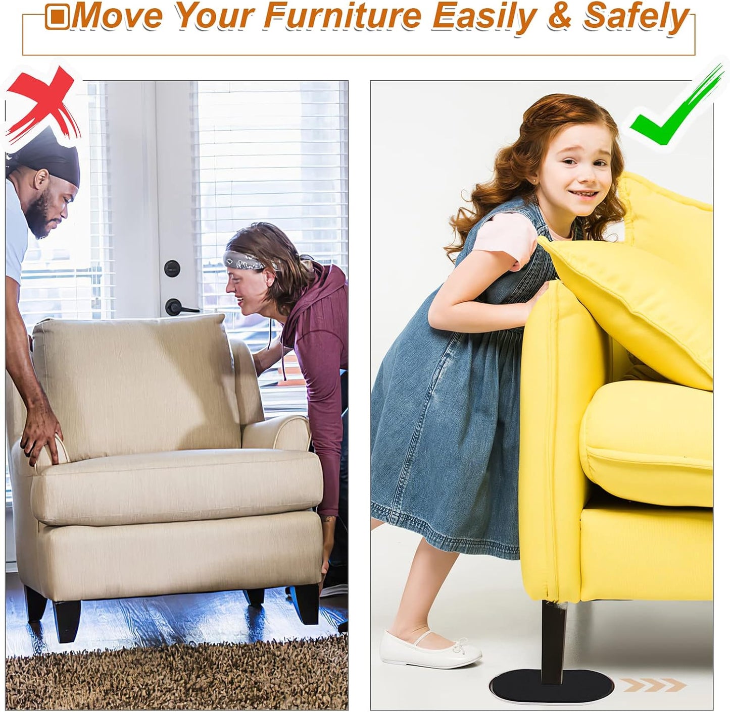 Furniture Sliders for Carpet 16 PCS - 3 1/2" | Heavy Duty Furniture Movers Sliders, Reusable Moving Pads, Easily and Safely Move Any Item, Floor Protection