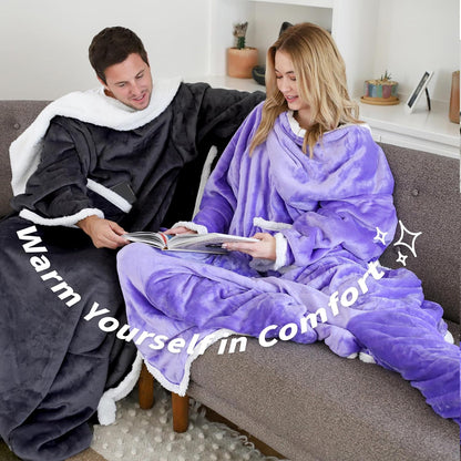 Catalonia Wearable Blanket with Sleeves & Foot Pocket for Adults | Soft Fleece Throw Wrap with Hands-Free Comfort, Perfect for Reading, TV Time & Relaxing, Christmas Gift for Women & Men