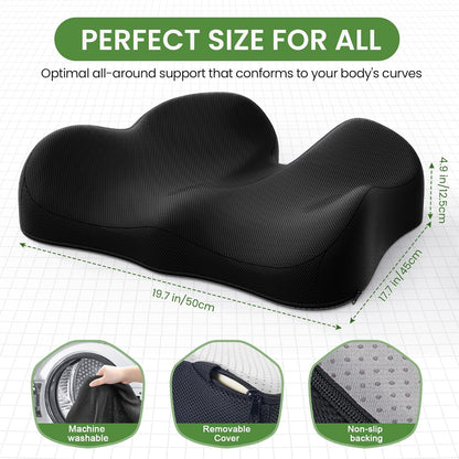 A-Pce Ergonomic Seat Cushion, Non-Slip Seat Cushion for Office Chair, Black
