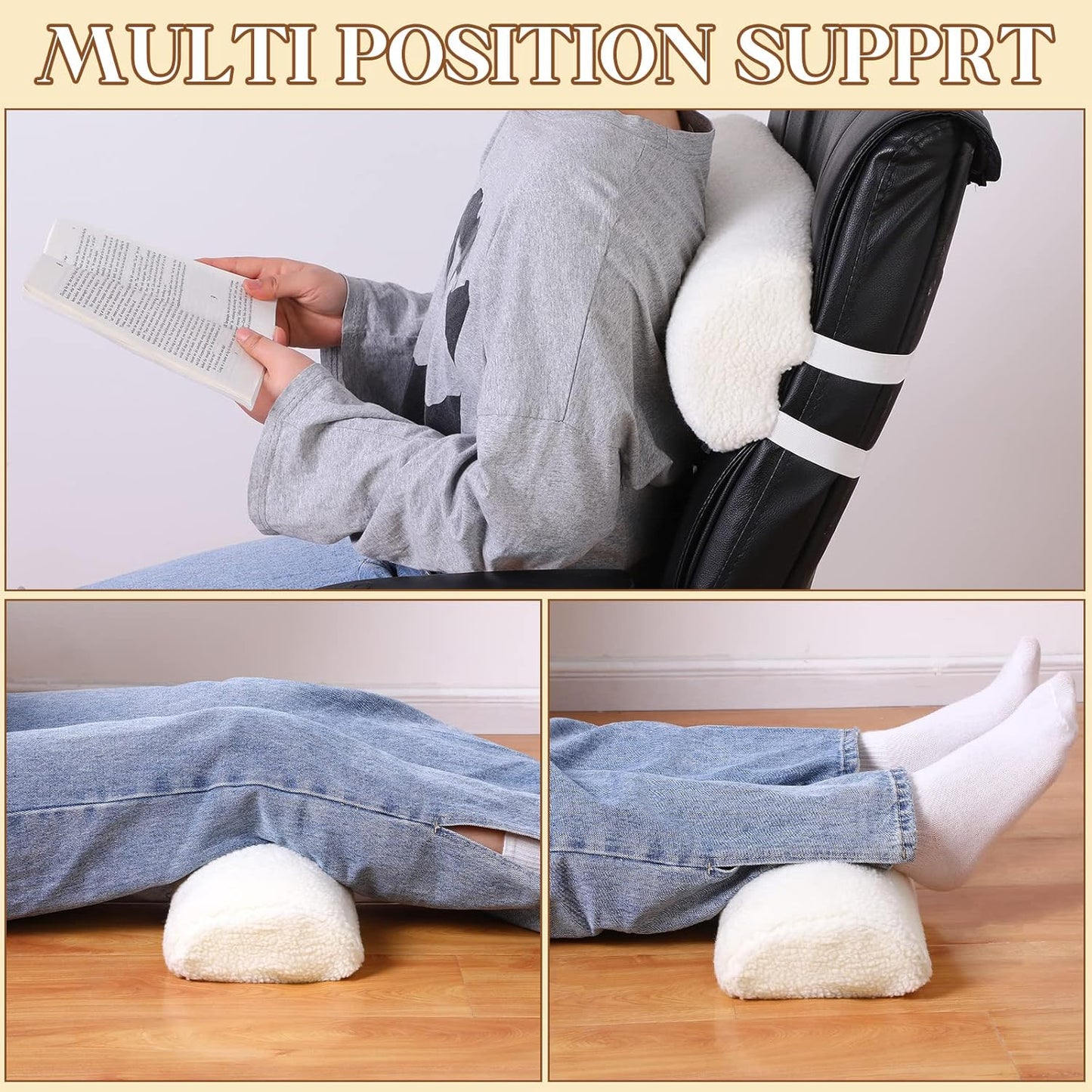 Sintuff Recliner Leg Rest Cushion Sofa Footrest Pillow with Cover Half Moon Bolster Pillow Under Knee Pillow for Sleeping On Back Alleviating Pain, 19.7 x 8 x 3.5 Inch (Coffee)