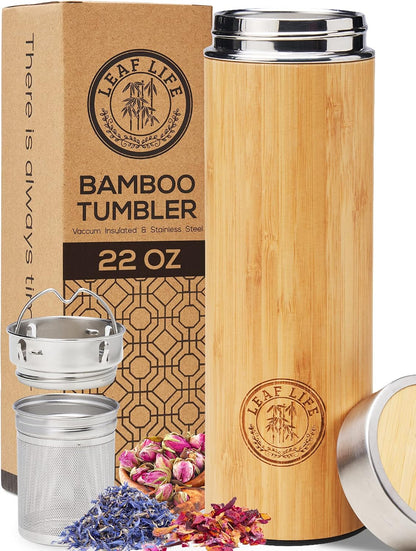 Leaflife Premium Bamboo Tea Infuser Bottle for Loose Tea - Tea Gifts