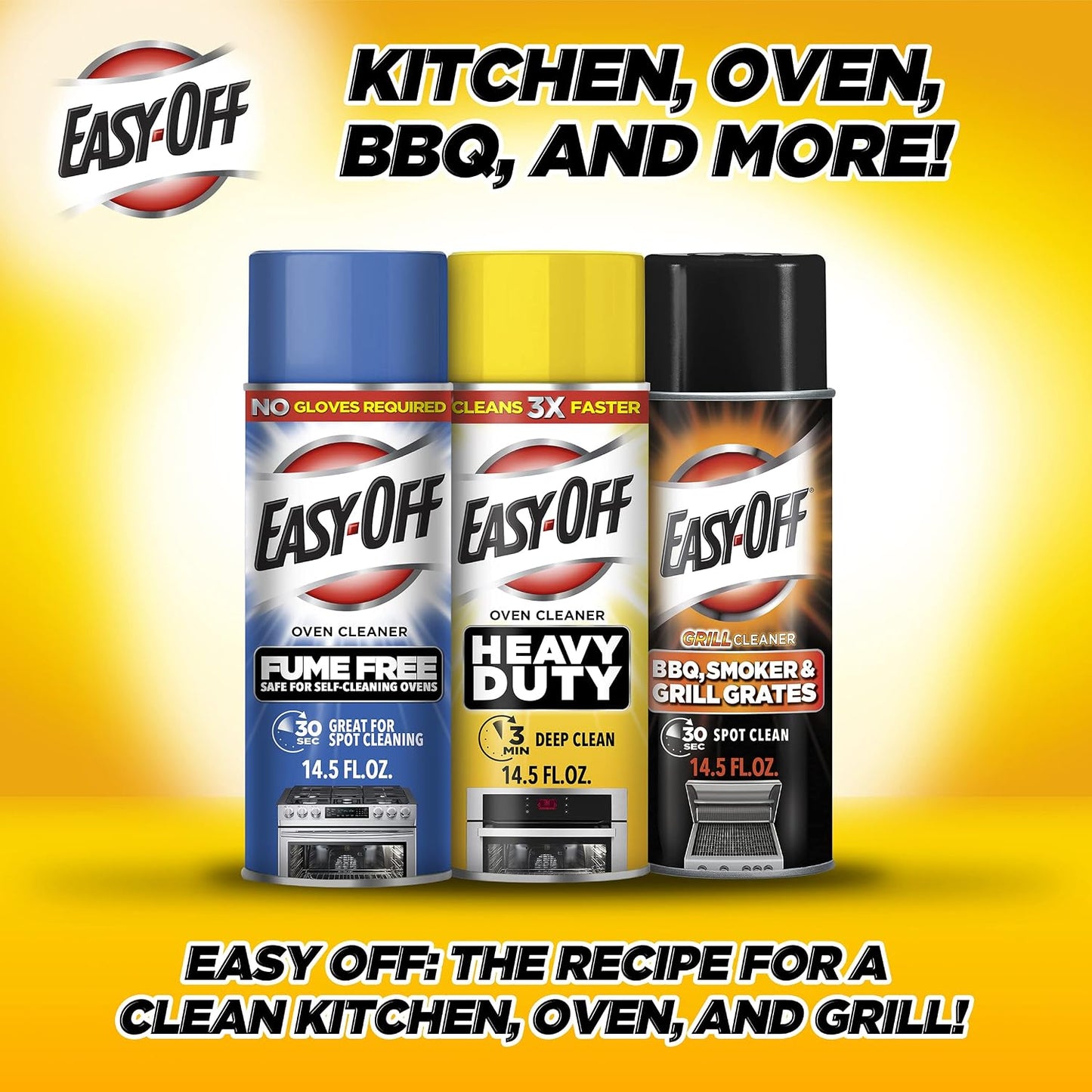Easy Off Heavy Duty Oven Cleaner, Destroys Tough Burnt on Food and Grease, Fresh Scent, 14.5 oz Can