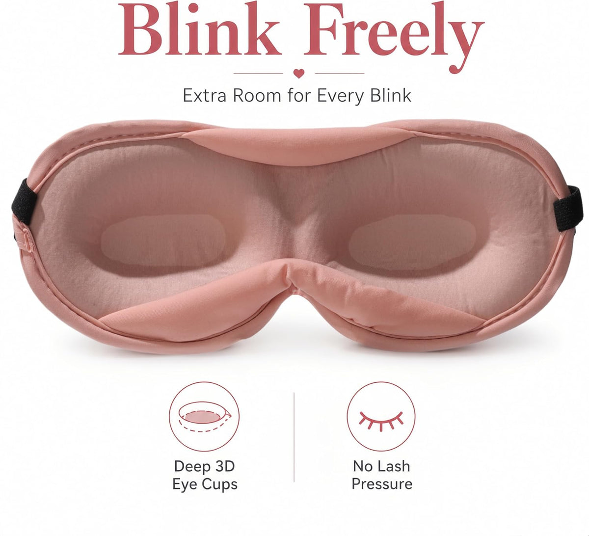 Ultra-Thin 3D Sleep Mask for Side Sleepers Women Men, Contoured Eye Mask for Lash Extensions, Light Blocking, Soft Breathable Lightweight Eye Mask for Sleep, Travel, Meditation,Airplane (Black)