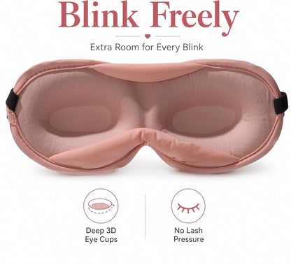 Ultra-Thin 3D Sleep Mask for Side Sleepers Women Men, Contoured Eye Mask for Lash Extensions, Light Blocking, Soft Breathable Lightweight Eye Mask for Sleep, Travel, Meditation,Airplane (Black)