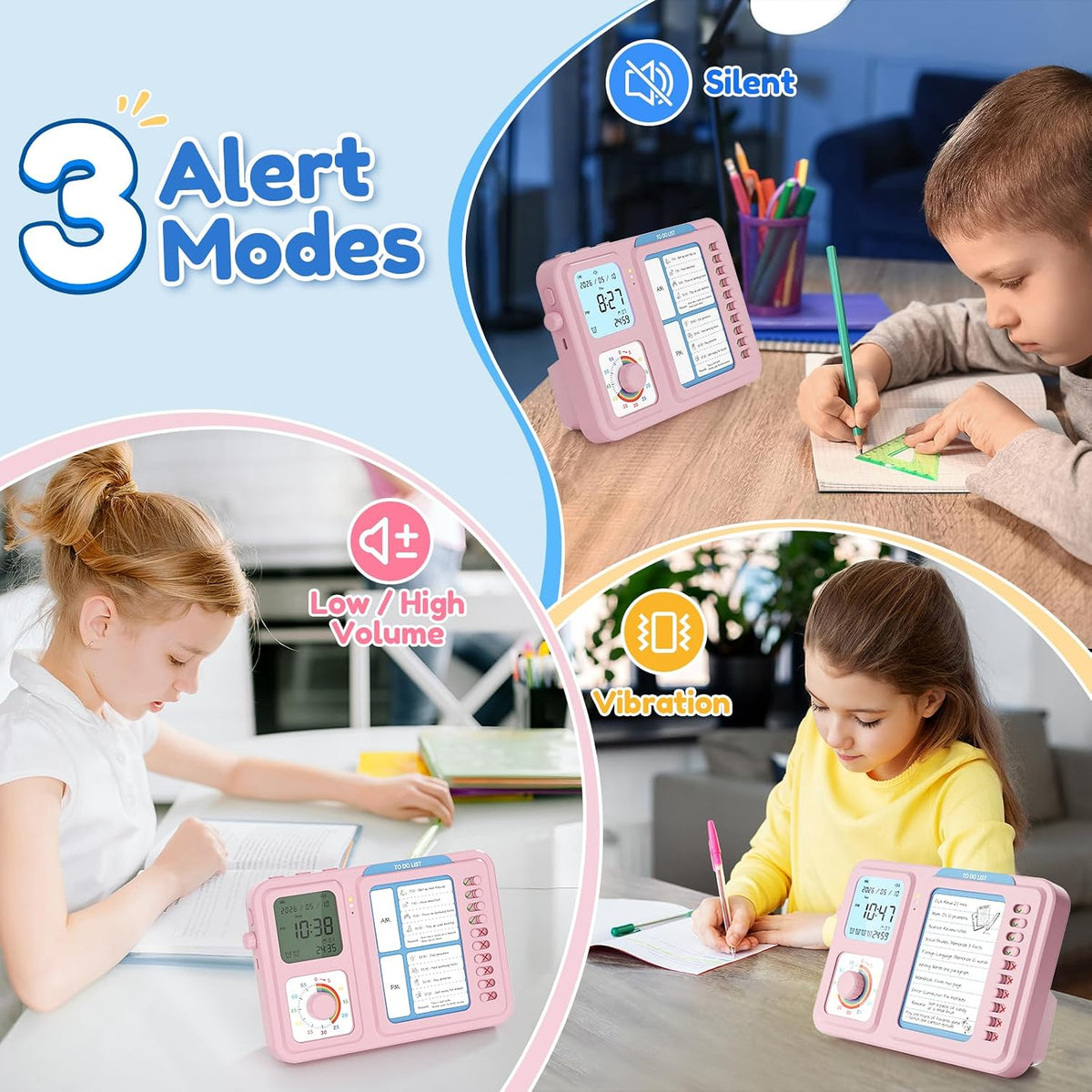 3-in-1 Visual Timer for Kids, Chore Chart for Kids, Visual Schedule（Blue）