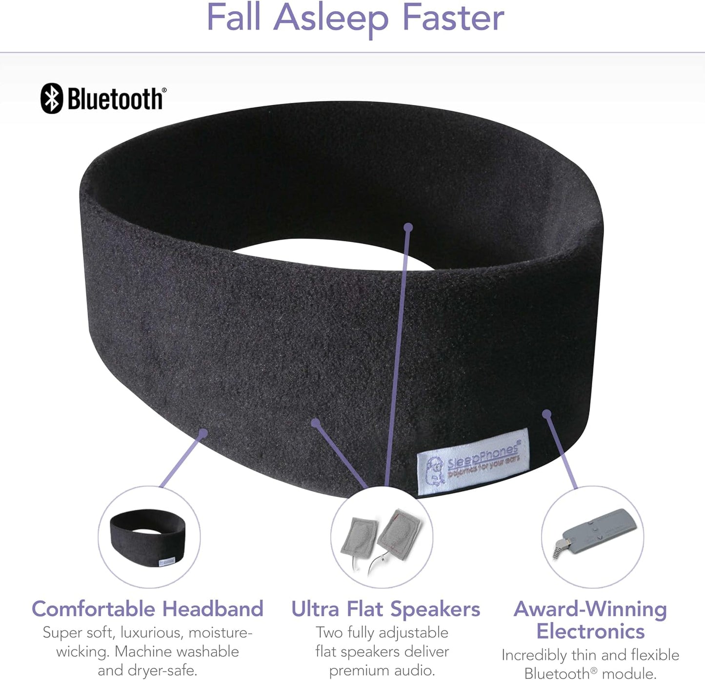 SleepPhones Wireless Sleep Headphones by AcousticSheep V8 | 24-Hour Battery | Original and Most Comfortable Bluetooth Headphones for Sleeping (Medium, Nighttide Navy Breeze)