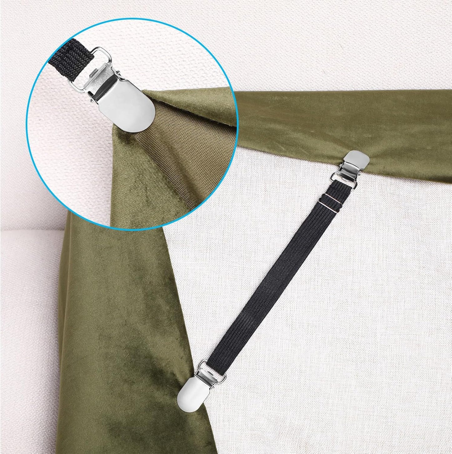 Boao 24 Pcs Bed Sheet Clips Straps Heavy Duty Adjustable Fasteners Elastic Fitted Bed Holder Mattress Corner Sheet Fasteners for Home Room Couch Supplies(White,8-12inch)