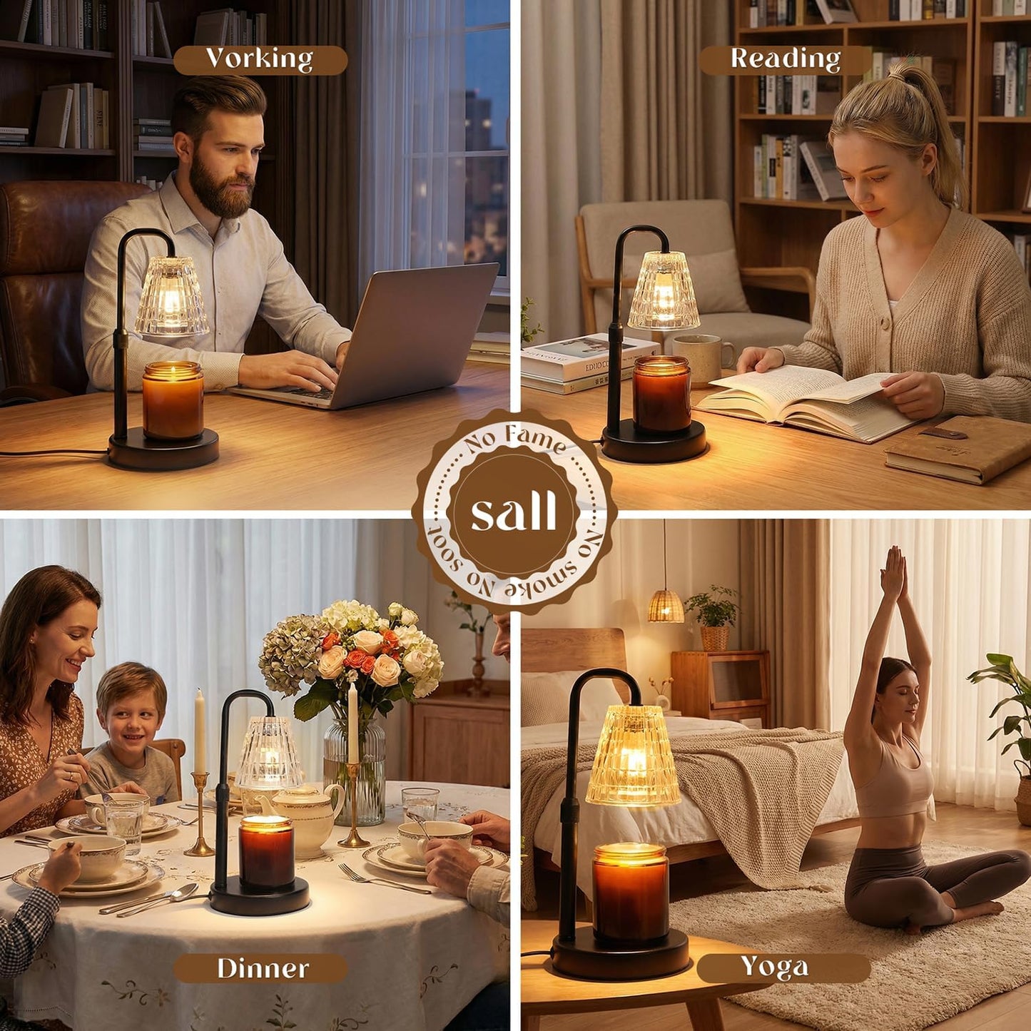Glimra Candle Warmer Lamp, Candle Warmer Lamp with Timer, Dimmable | for Jar Candles Candle Warmer Birthday Gifts,for Mom Women Friend Sister,Office Apartment Dorm Room Home Decor Black