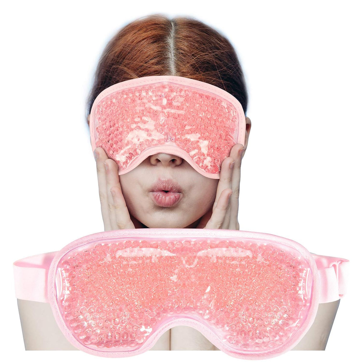 Cooling Eye Mask with Gel Beads, Reusable Cold Eye Mask for Puffy Eyes, Dark Circles, Sleep, Relaxation, Soft Cooling Eye Pads for Men Women（Purple）