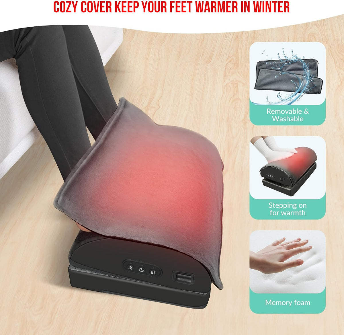 Snailax Heated Foot Rest Under Desk, Ergonomic Footrest with Vibration