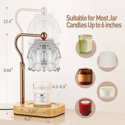 Candle Warmer Lamp with Timer - Flower Electric Wax Melter Warmer Adjustable Height for Jar Candles, Gift for Women, Mom, Christmas, Birthday,Home Decor