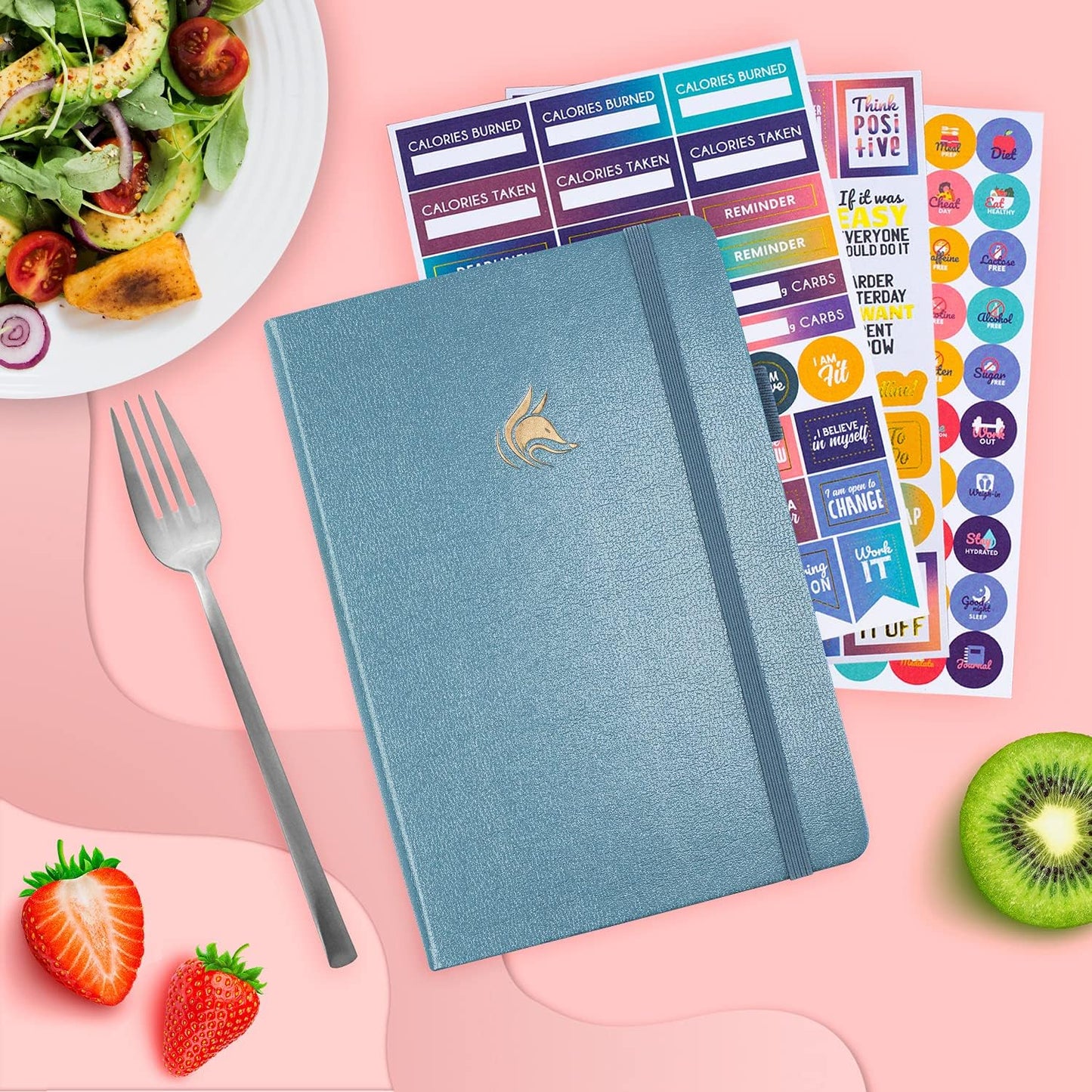 Clever Fox Wellness Planner & Food Journal for Weight Loss, A5 Orange | 5.8"x8.3" nutrition & exercise tracker for women tracking meals, diet & symptom diary, calorie counter notebook, stickers