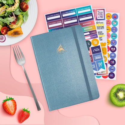 Clever Fox Wellness Planner & Food Journal for Weight Loss, A5 Orange | 5.8"x8.3" nutrition & exercise tracker for women tracking meals, diet & symptom diary, calorie counter notebook, stickers