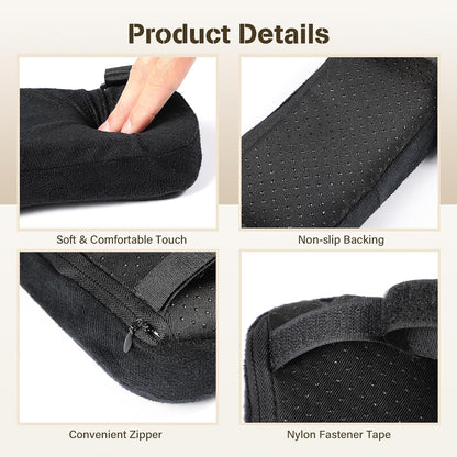 Memory Foam Chair Armrest Pads, 1 Pair Office Chair Arm Pads, Gaming Chair Arm Rest Pillows, Desk Chair Elbow Support Cushions for Offices, Study Rooms, Game Rooms | Soft elbow cushions with adjustable straps for office chairs, gaming chairs, desk chairs