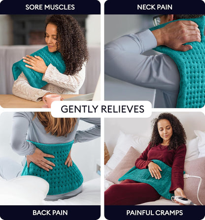 GENIANI Back Pain & Relaxation Gifts for Women – Electric Heating Pad for Back, Neck & Shoulders, Soft Microplush Electric Throw Heating Pad for Period Comfort, Fast Heating, Auto Shut Off, 12"x24"
