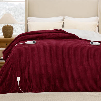 Bedsure GentleSoft Heated Blanket Throw - Soft Ribbed Flannel Electric Blanket, Gifts for Grandma (50x60 inches, Grey)