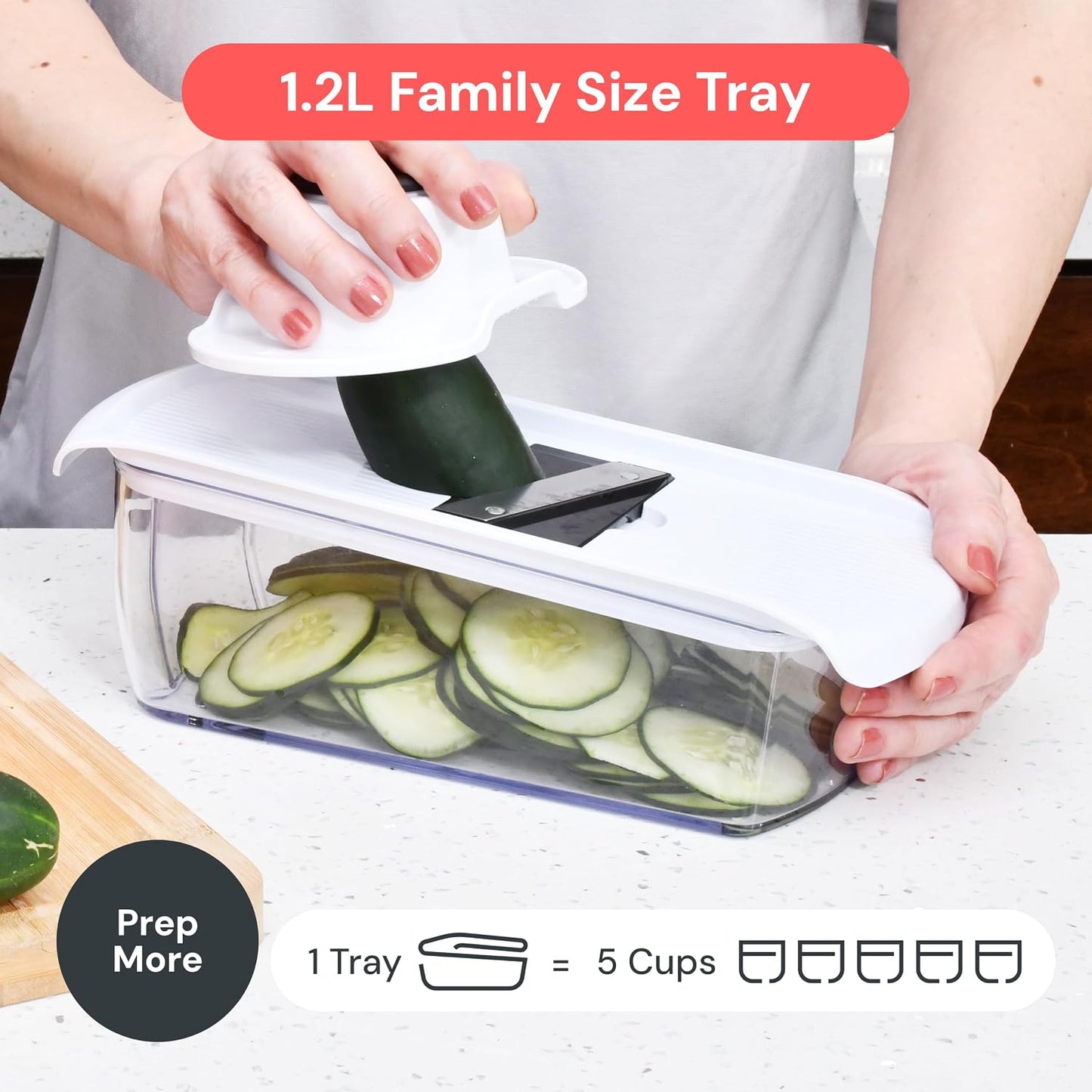 Fullstar Pro Core Vegetable Chopper & Mandoline Slicer, Meal Prep Essential | 6 in 1 Veggie Slicer, Onion & Fruit Slicer with Julienne, Grater & Dicer Stainless Steel Blades + Container (White)