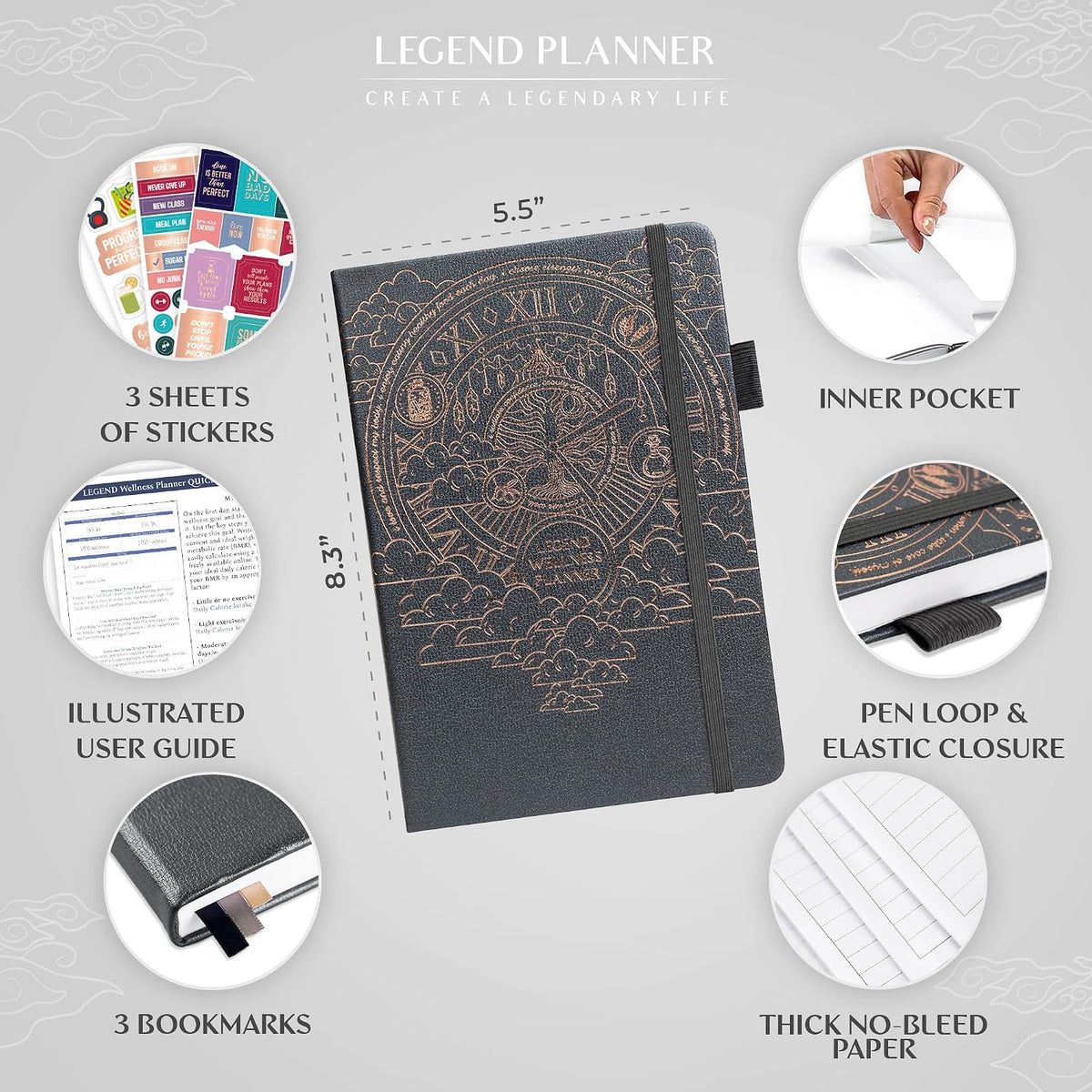 Legend Food Journal, Weight Loss & Meal Tracking Diary 5.8x8.3 Hot Pink