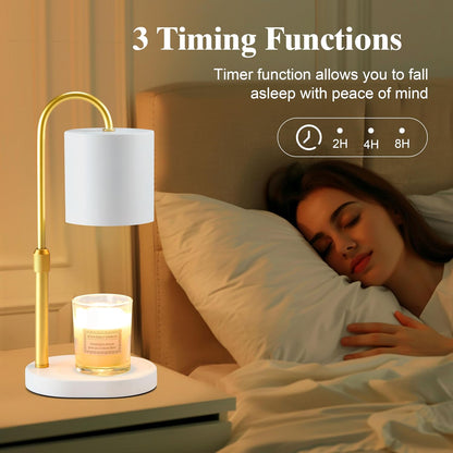 Dreamholder Electric Candle Warmer Lamp with Timer & Dimmer, Adjustable Height Wax Melt Warmer for Jar Candles, Wood Base Candle Melter, Floral Home Decor Gifts for Women, Mom, Natural Wood
