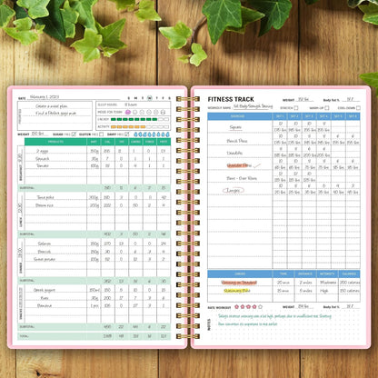 Wellness Planner & Fitness Log - Daily Diet & Health Journal with Weight Loss, Wellness Journal Notebook for Tracking Fitness, Sleep, Nutrition, Meal, Habits, A5(5.8 x 8.6 inch) (Green)